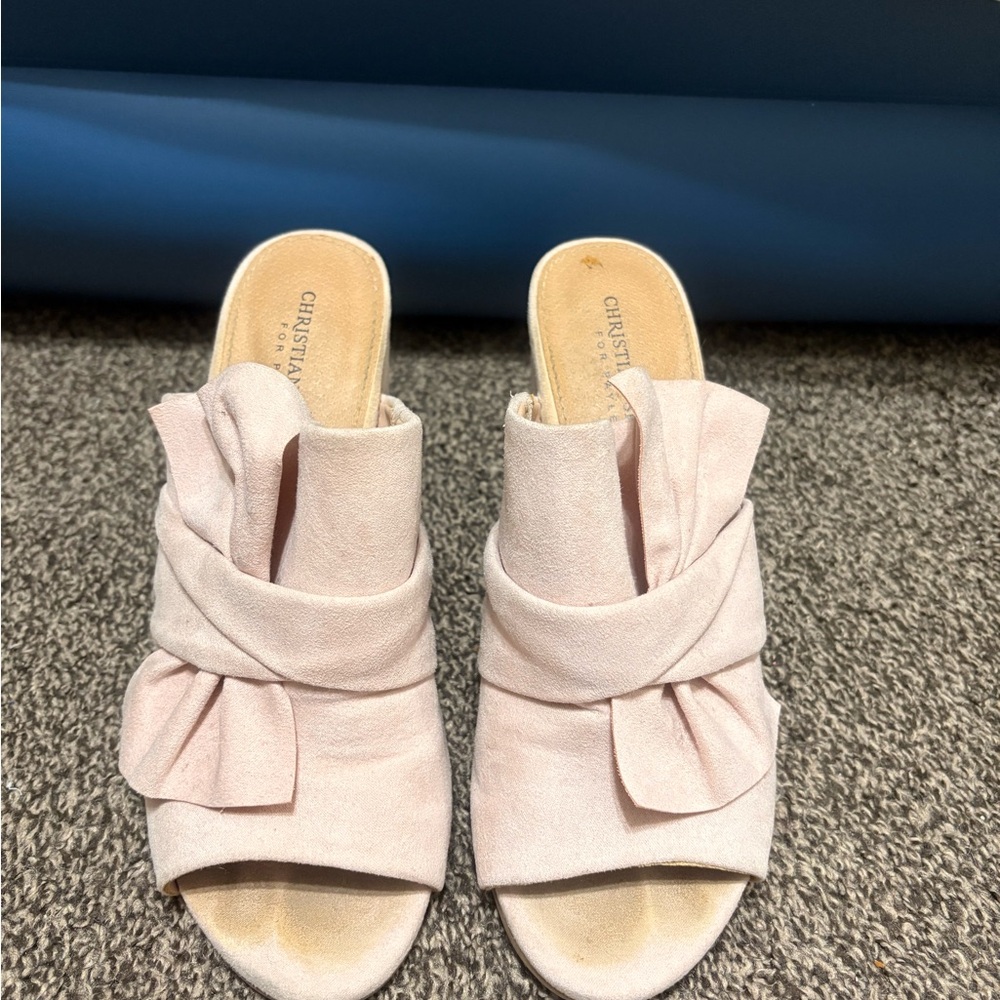 Christian Siriano Blush Pink Heels with Ruffle accent